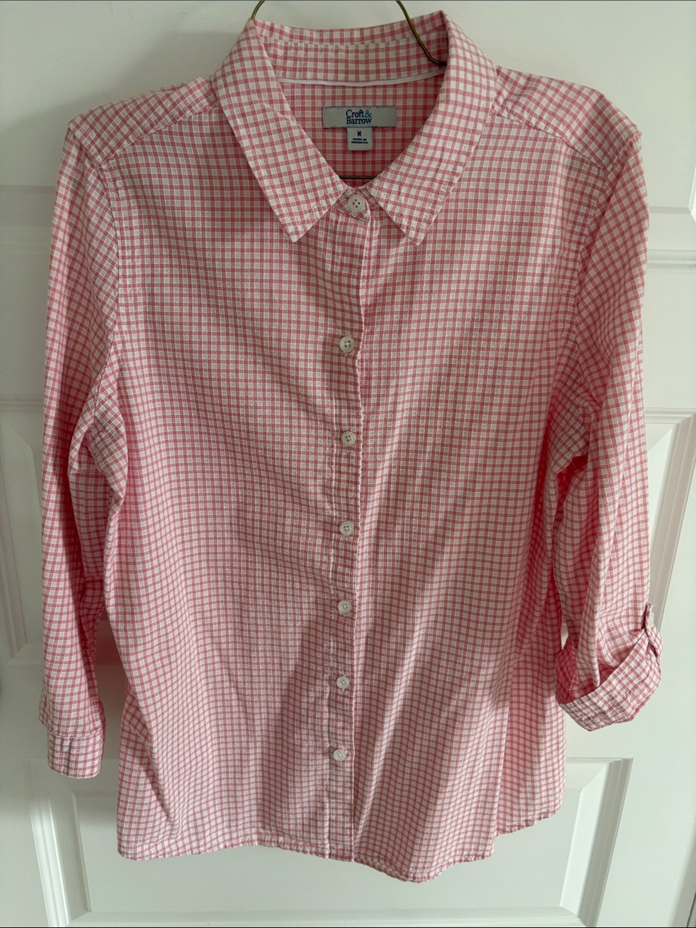 Croft & Barrow Pink Gingham Button-Down Shirt